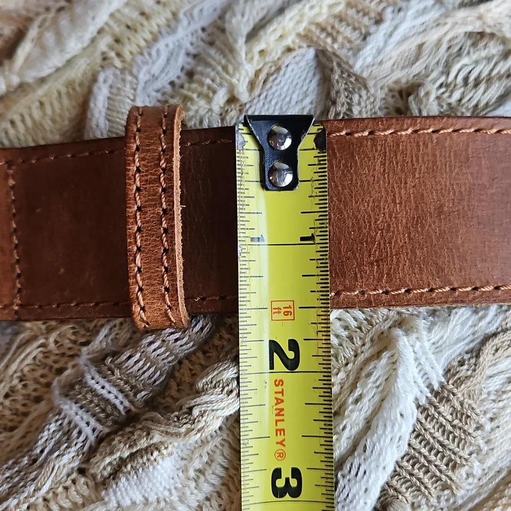 Guess Belt Leather Y2K Silver G Buckle with Hearts Brown Strap Size Sm